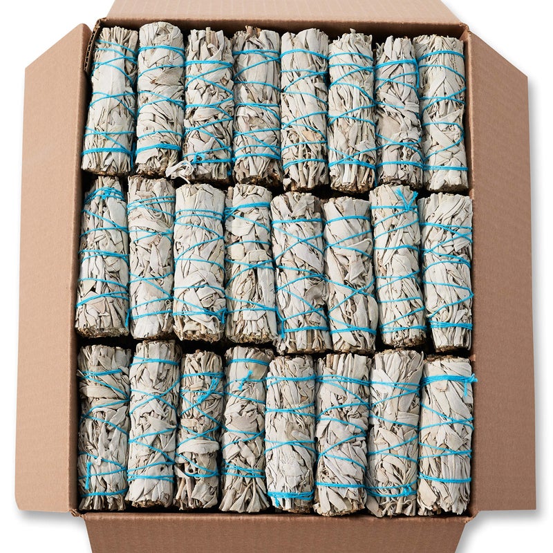 BLUE RIVER SAGE 50 White Sage Smudge Sticks 4"" ~ Sustainably Harvested ~ for Cleansing & Smudging with Instructions (4"" 50 Pack) - Image 1